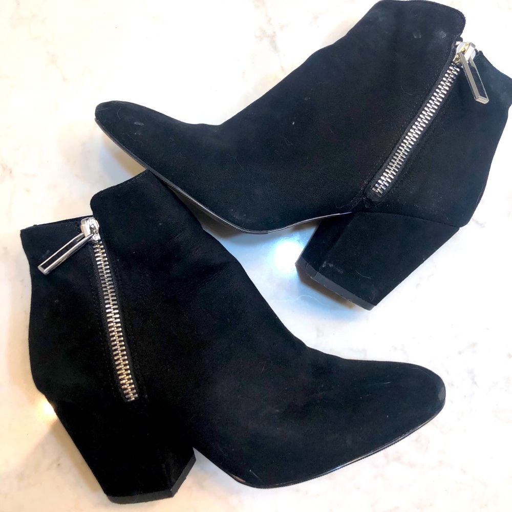 1State black suede booties